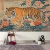 2D Classic Chinese Tiger Peony Tapestry Vintage Art Wall Decor Background
