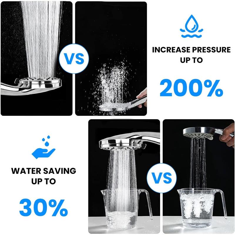 Душевая насадка высокого давления с переключателем паузы 8 настроек струи 2 мощных режима очистки Ручной душ с распылителем Удлиненный шланг 5 футов