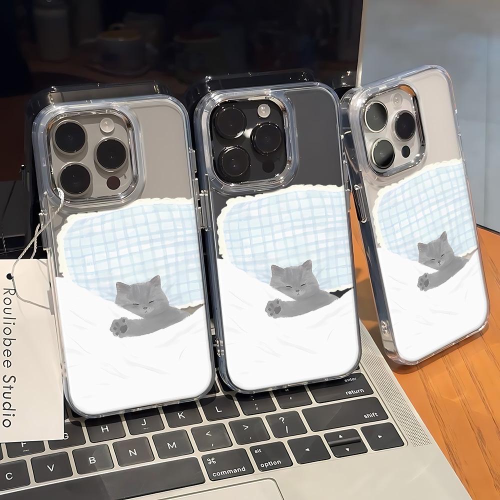 Sleeping cat Phone Case For iPhone 17 Pro Max Case iPhone 11 13 14 12 15 16E Pro Max 17E Air Clear Back Cover Bumper Funda