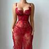 Toucheart Sexy Lace Hollow Out Solid Color Interesting Bodycon Dress Slim Backless Embroiderysee-through Womenunderwear Sexy Set