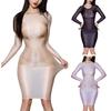 Womens See-Through Bodycon Dress Long Sleeve High Stretchy Skinny Lingerie Dress Nightwear