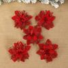 10pcs Christmas Glitter Flowers Fake Flower Christmas Tree Decorations for Home 2025 Tree Pendant Ornaments Navidad