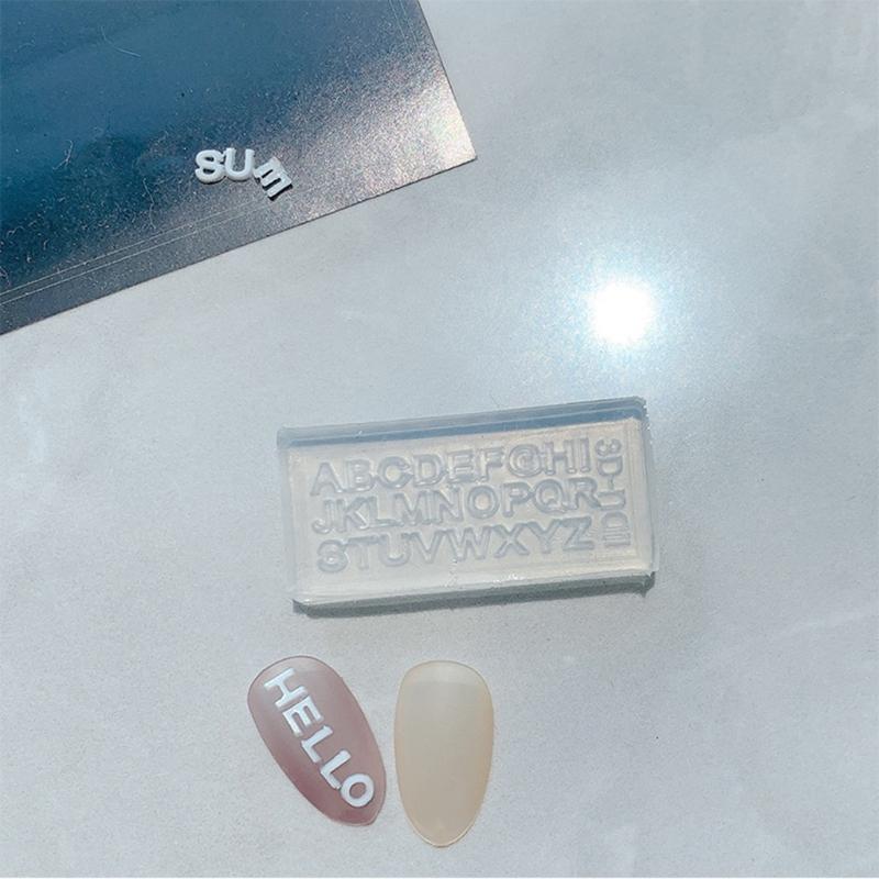 5Pcs Easy to Remove Silicone Mold English Letters Nail Art Template Soft Craft DIY Molds Girl Loved Craft DIY Molds