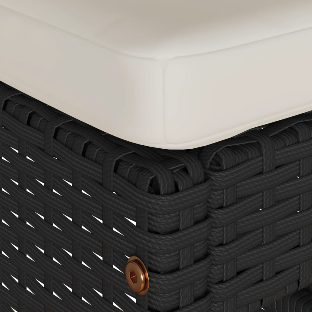 Garden Bar Stool with Cushions 4 pcs Black Poly Rattan