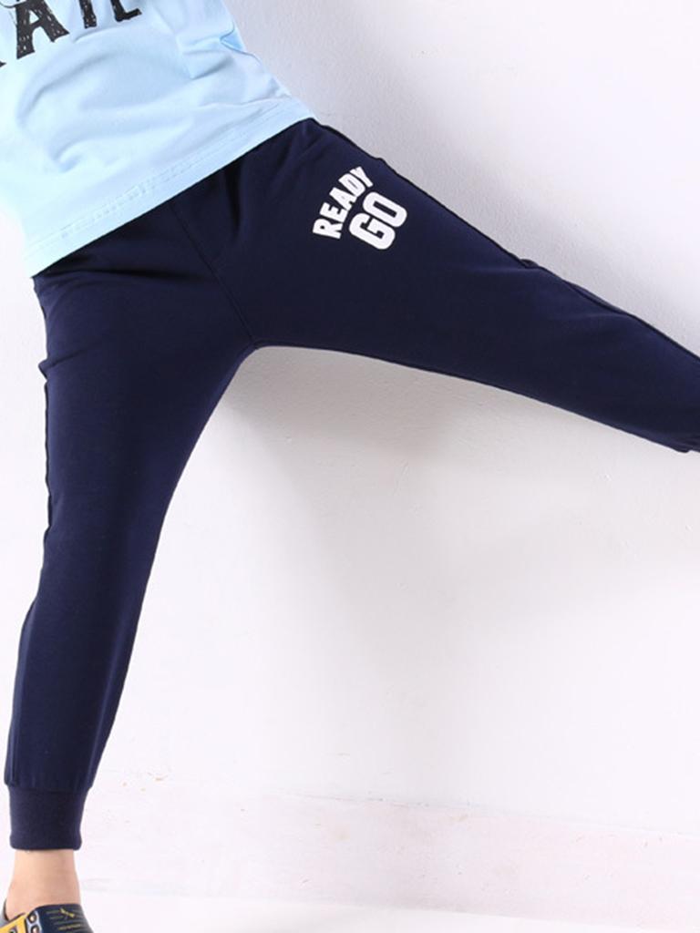 Детские спортивные штаны с буквенным принтом для мальчиков, повседневные спортивные штаны с эластичным поясом, спортивные брюки