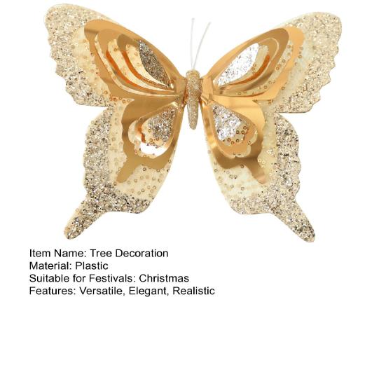 Рождественская елка Бабочки Украшения 3D Блестящие Полые Бабочки Декор Рождественская Елка Венок Настенный Декор Улучшение Атмосферы Домашней Вечеринки