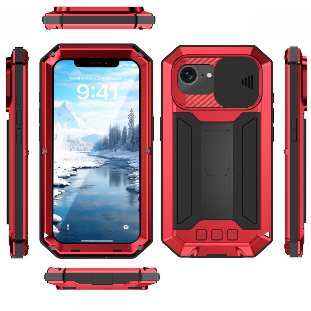 Armored case for iPhone 17e / 16e, R-JUST, with movable camera shutter, red