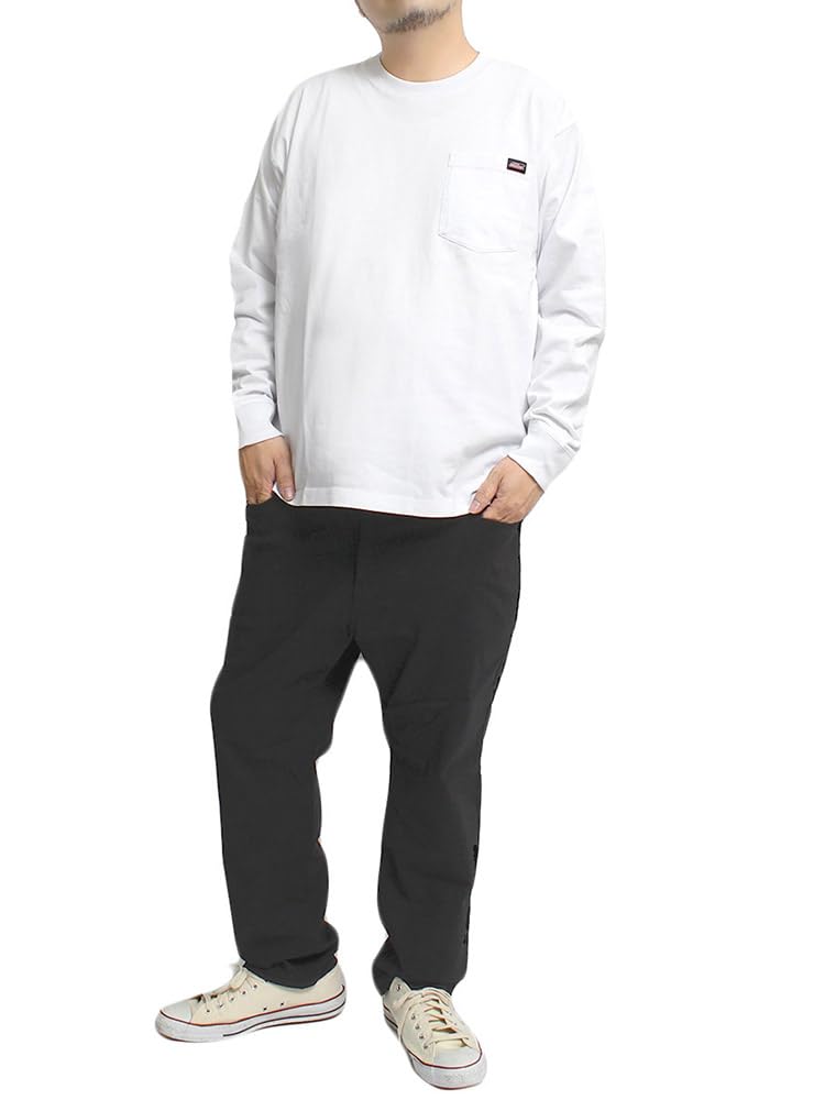 Genuine Dickies Men's Long Sleeve T-Shirt, Pocket, Logo Print, Crew Neck, Size 3L, White (09)