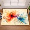 Abstract Watercolor Bloom Doormat Fluid Floral Art Print Modern Decorative Mat for Entryway & Art House
