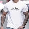 Men's Summer 100% Pure  Fashionable Casual Loose Sports Mountain Pattern Print Round Neck Short Sleeved T-shirt Top Tshirt