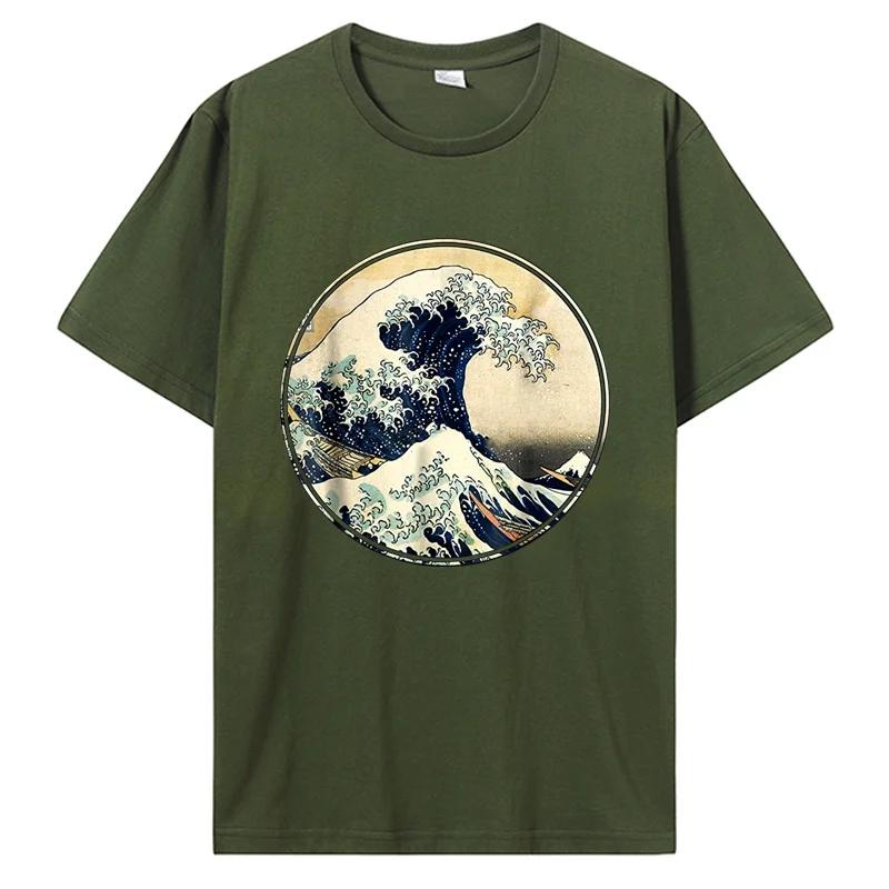 Японская футболка Kanagawa Great Wave для мужчин и женщин, футболки для мужчин, футболка Cottno для улицы