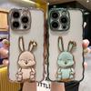 3d Cute Rabbit Stand Holder Phone Case For Iphone 14pro 13 12 11 14 Pro Max 14 Plus 14 Clear Shockproof Curly Wave Plating Cover