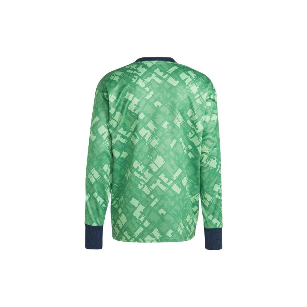 Adidas Ss23 Полосатый буквенный принт круглый вырез длинный рукав толстовка мужская толстовка зеленый HT7193