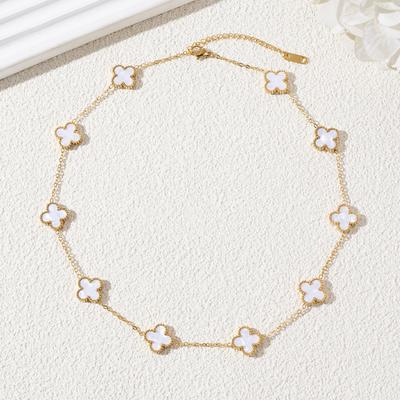 Четырехлистный клевер, десять цветов, ожерелье, легкая роскошная цепочка для свитера, цепочка на ключицу из соломы на удачу