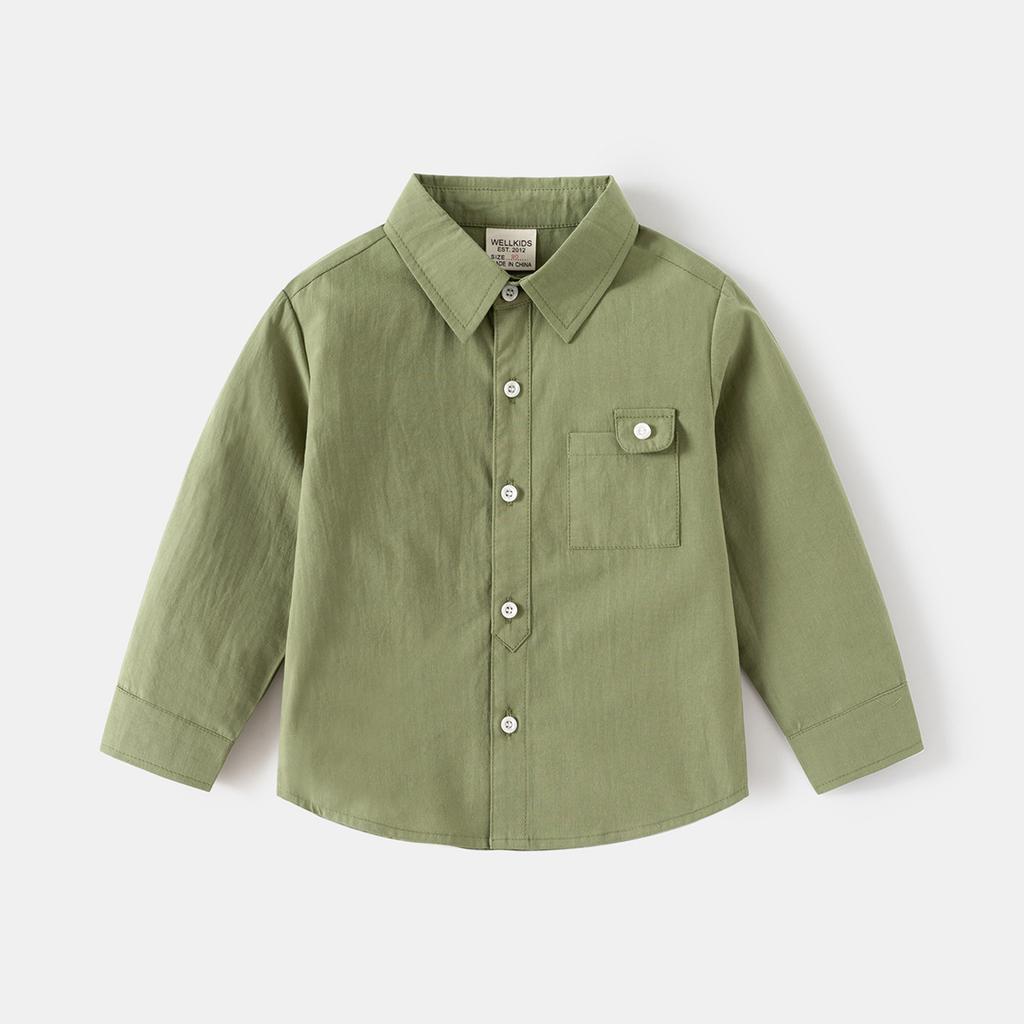 2025 Spring New Boys Long-sleeved Shirt Korean Version Baby Lapel Shirt Children's Fashion Top
