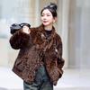 Женская зимняя новинка с леопардовым принтом, имитация норковой шерсти, экологически чистый мех, интегрированный мех, модное теплое короткое пальто