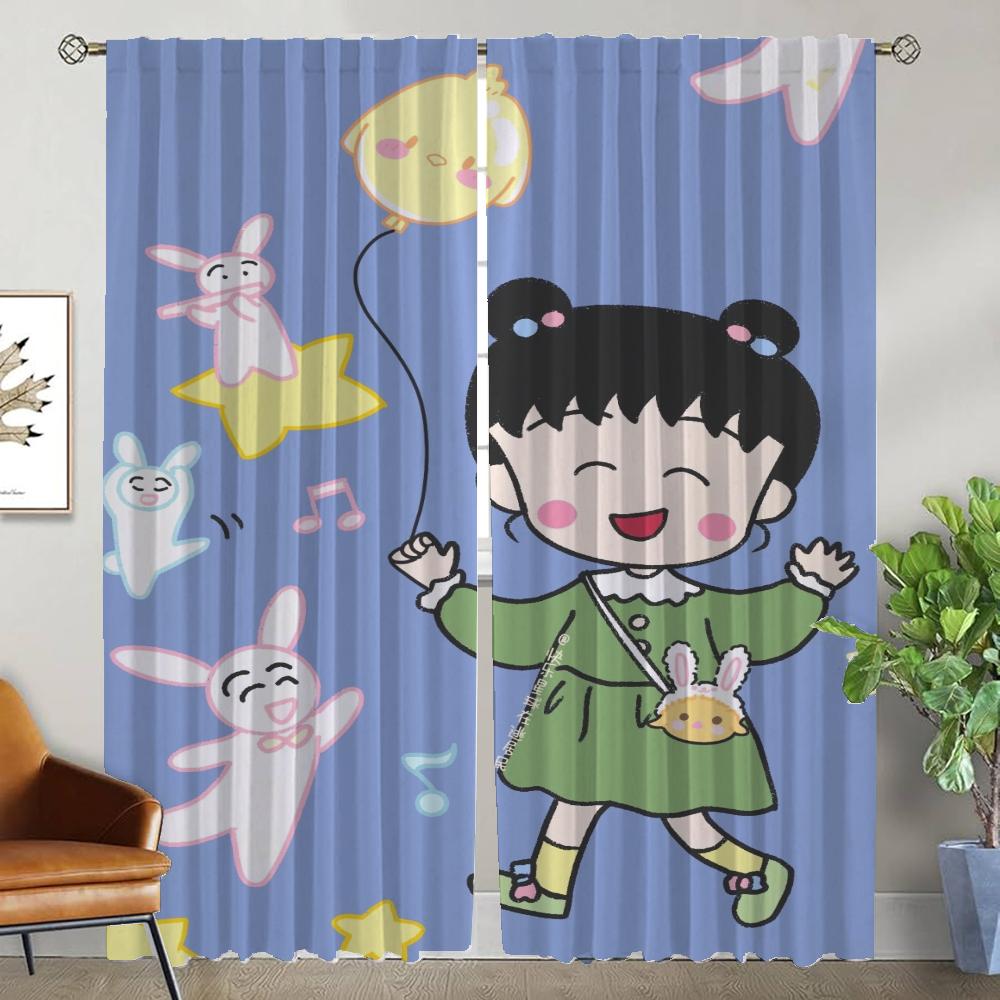Набор из 2 штор Штора для гостиной Chi Bi Maruko Перегородка Занавески Кухня Тюль Спальня Хэллоуин Украшение Для Изготовлено Полиэстер