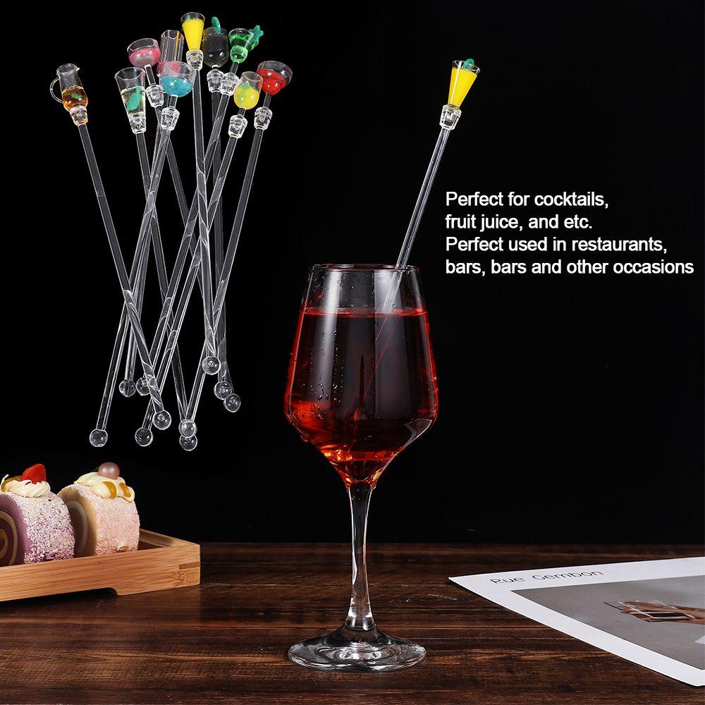 10Pcs/Set Colorful Bar Tool Acrylic Stirring Sticks Mixing Sticks Cocktail Drink Stirrers
