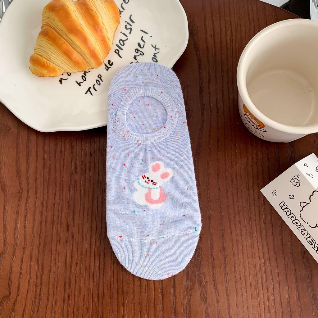 Cute Socks, Boat Socks, Summer Thin Idea Yarn, Cartoon Korean Boneless Silicone, Non-Slip Shallow Mouth Invisible Socks