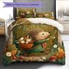 Leaf Hedgehog Pattern Bedding Quilt Set  Home Decoration  Gift (1 * duvet cover + 2 * pillowcase  without core)