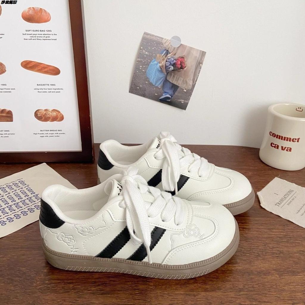 Милые вышитые туфли для моральной подготовки с кошечкой КТ, женские весенне-осенние новинки, корейские нишевые шикарные универсальные кеды, повседневные женские