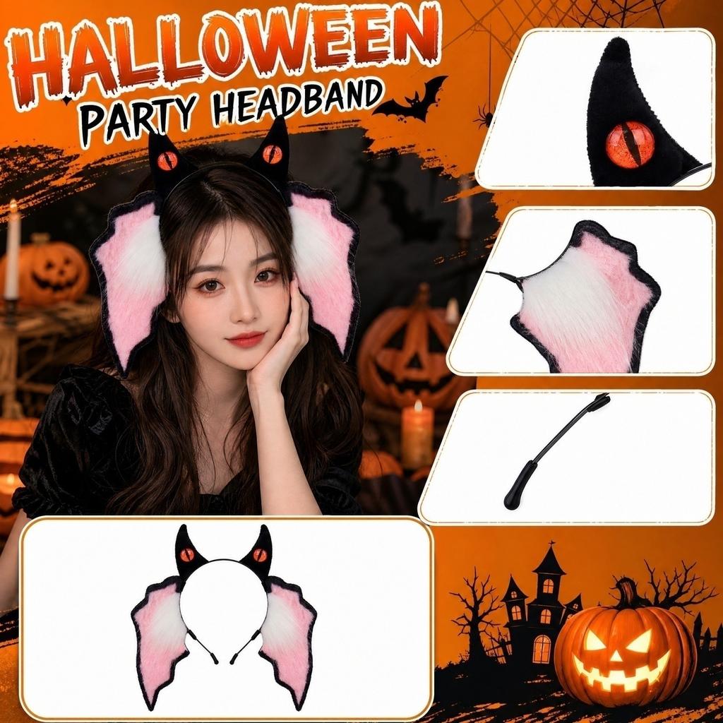 Halloween Ear Headband Dark Gothic Cosplay Hair Accessory for Costume Party