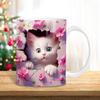 3D Graphic Painting Kitten Cat Cat Snowflake Hole Ceramic Coffee Mark Cup Tea Cup New Hollow