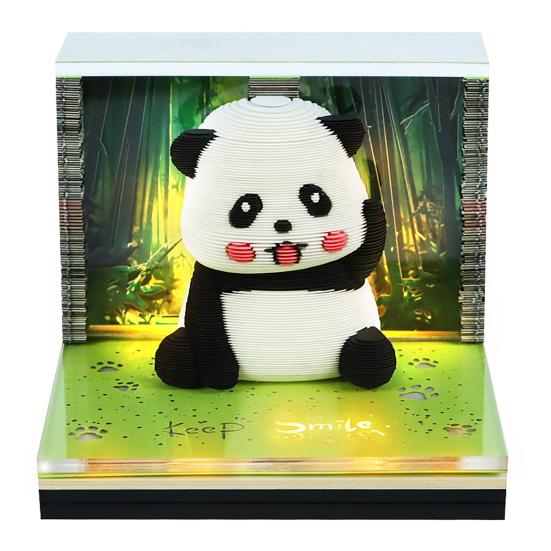 3D Time Piece Calendar Carved Tree Memo Pad 2026 Desk Calendar with LED Light Tear-off Decorative Panda Calendar Christmas Gift for Colleague Friend