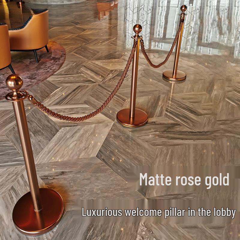 Rose Gold Matte Concierge Welcome Stanchion – Stainless Steel Event Barrier Lanyard