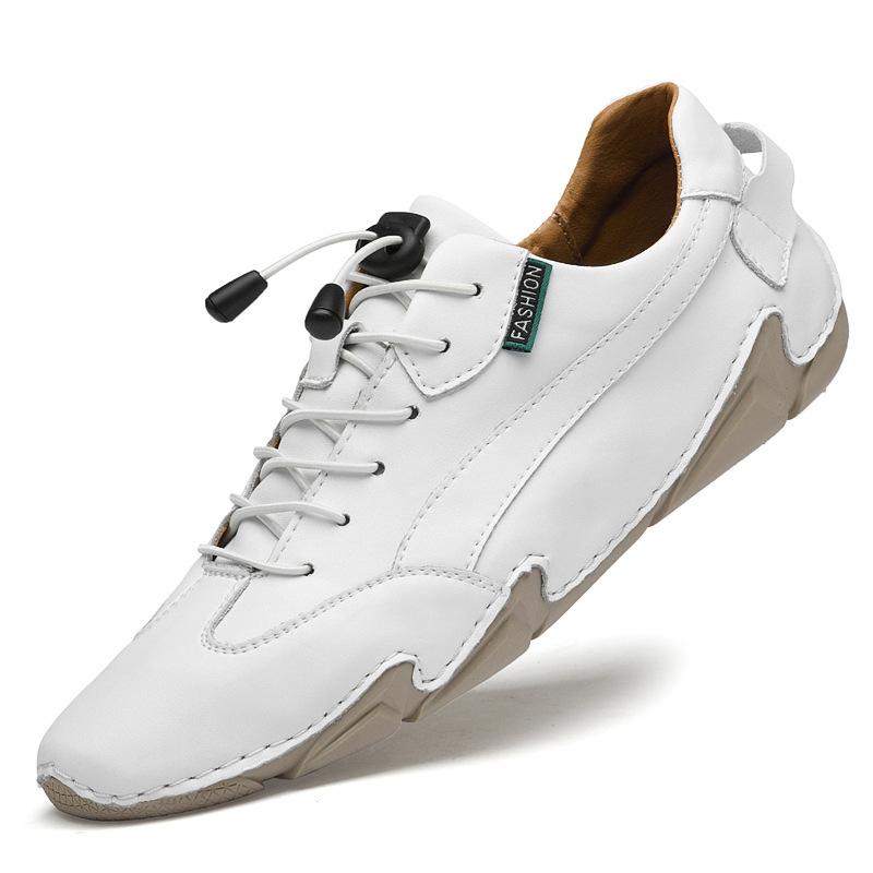 Мужская новая весенняя дышащая обувь для вождения, мужская модная обувь, мужская повседневная кожаная обувь, кожаные белые туфли
