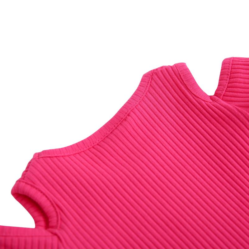 Summer Baby Girls Candy Color Screw Thread T-shirt Off-shoulder Cotton Tops