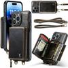 Кожаный кошелек на молнии Чехол для телефона Для iPhone 16 Pro Max 14Plus 14 15 13 12 11 Держатель для карт Слоты Подставка Ручной ремешок Задняя крышка Coque