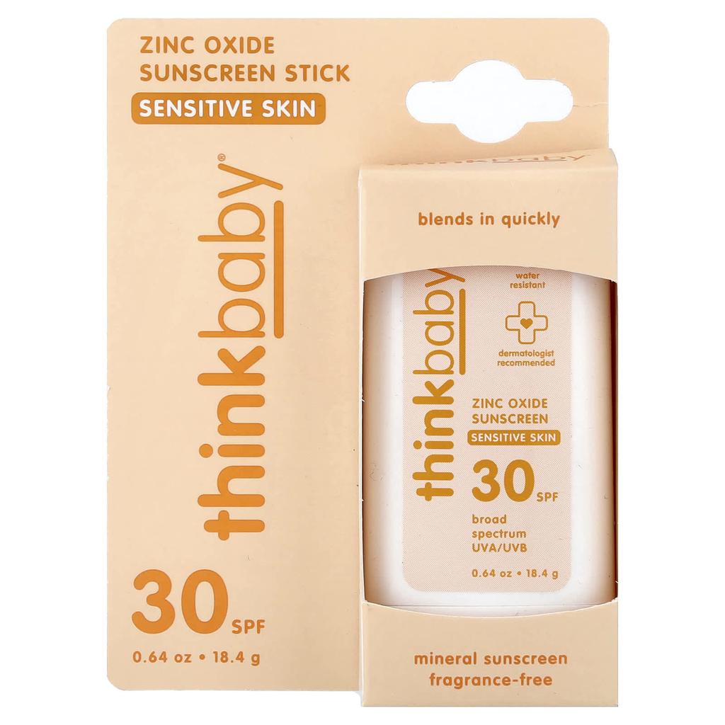 think, Thinkbaby®, Zinc Oxide Sunscreen Stick, SPF 30, For Sensitive Skin, 18.4g (0.64oz)