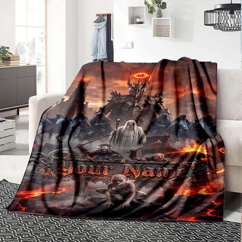 Lord Rings Customize Text Blanket Multi-purpose Personalized Blanket Ultra-Soft Throw For Bedding Livingroom Chair Seaside for All Occasions