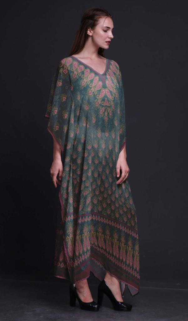 Phagun Floral & Paisley Ladies Kaftan Holiday Loungewear Maxi Dress Beach