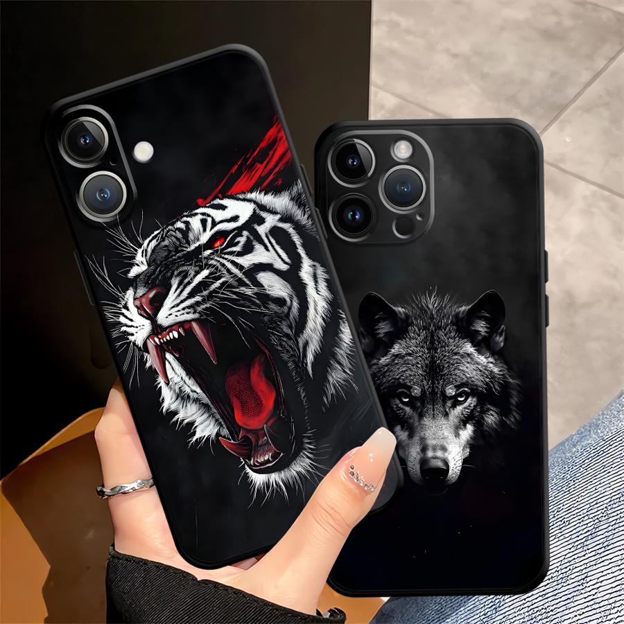 Чехол для телефона Funda для Apple iPhone 17 Pro Max 12 16 15 Pro 7 8 14 13 11 Air XR XS MAX Крутой мультяшный волк