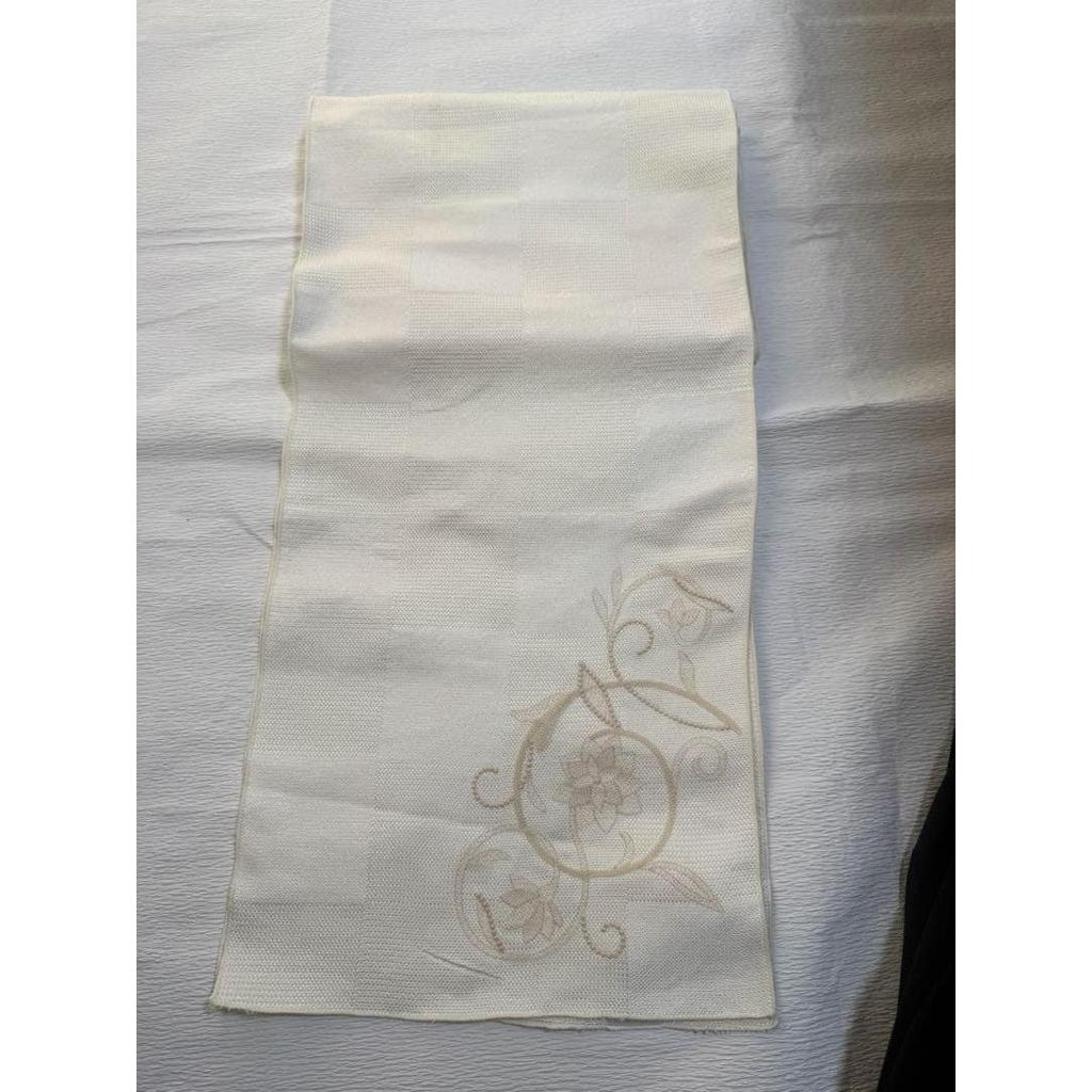 Used Kimono Yamato Heko Obi Embroidery Made in Japan Ecru Ivory 4m