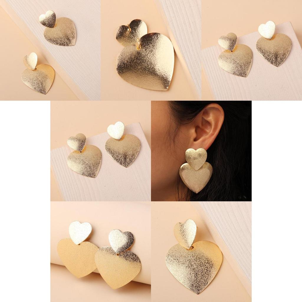 Fashion Gold Metal Women's Casual Heart-shaped Design Earrings For Special Occasions Gift