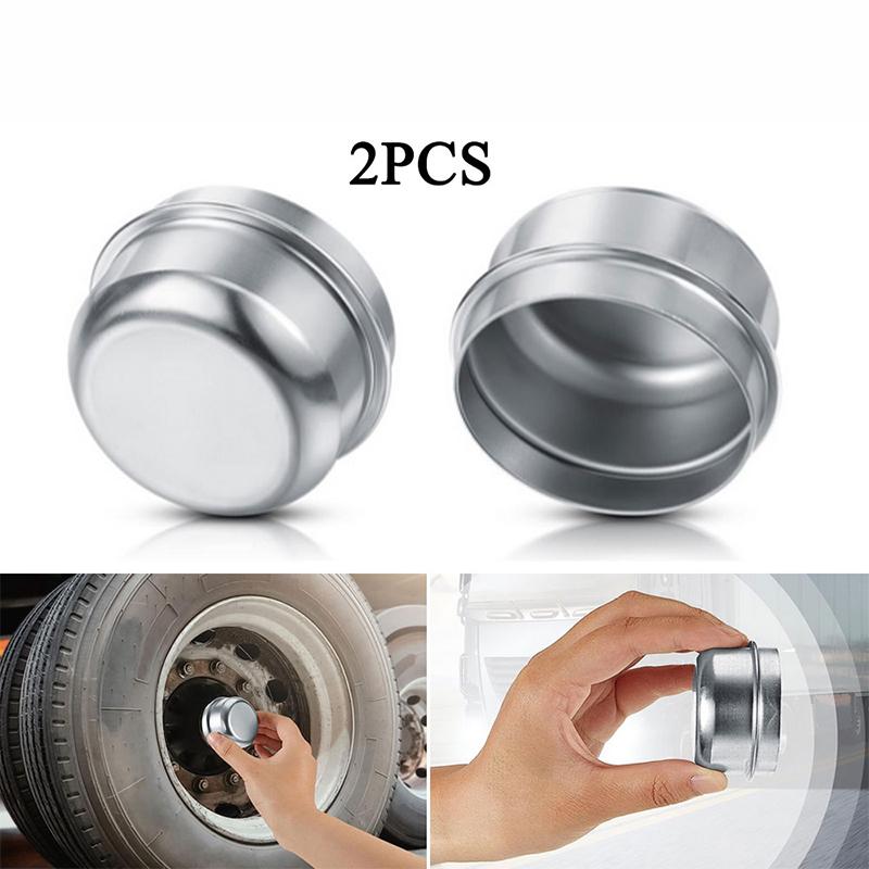 2PCS Trailer Wheel Hub Pair Grease Metal Cap Bearing Dust Cover 50mm Diameters