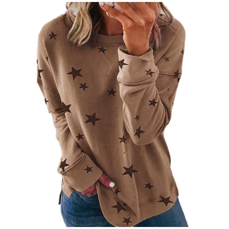 Women's Loose Plus Long Sleeved T-shirt Printed Hoodie