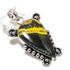 Bumblebee Jasper Gemstone Handmade 925 Sterling Silver Pendant 1.97" O9n03