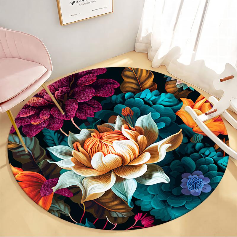 Круглый фланелевой ковер, украшения для гостиной, роскошные ковры для декора спальни, моющийся коврик для гостиной, нескользящий напольный коврик, коврик