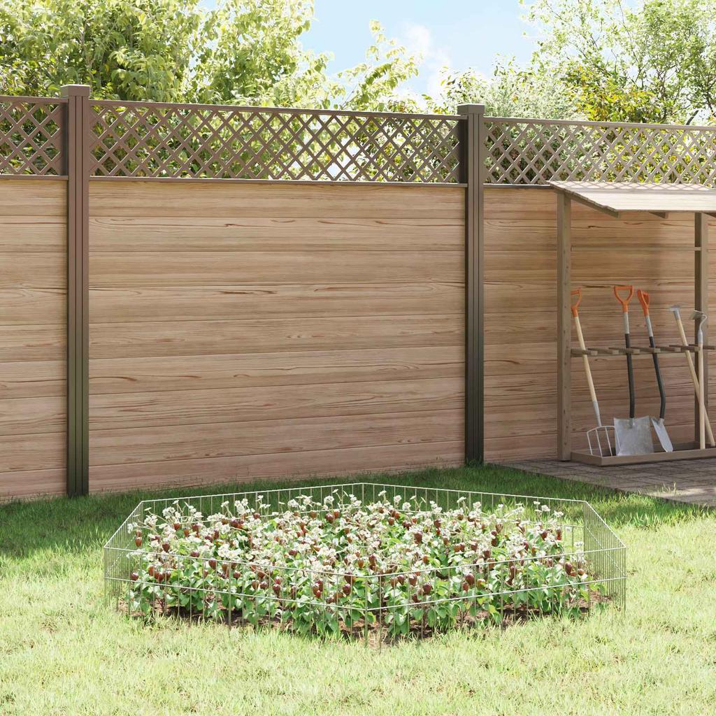 Garden Fence Panel 12 pcs 50 x 30 cm Galvanized Steel Silver
