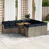 VidaXL Garden Lounge Set 11 Pcs with Grey Cushions Wicker, Outdoor Sofa Set, Corner Sofa Set 3326980