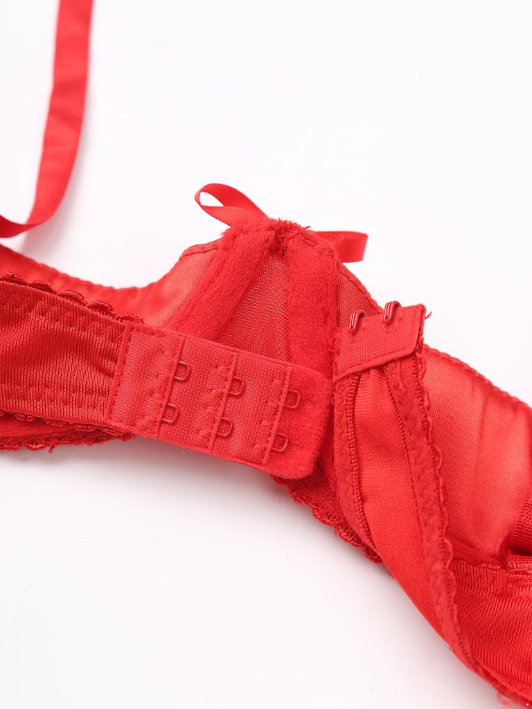 Women Sexy See Through Satin Half Cup Bralette Padded Underwire Shelf Bra Tops