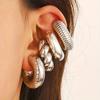 Fashion 4pcs C Shaped Ear Clip for Women Simple Gold Silver Color No Pierced Round Earrings Punk Female Jewelry