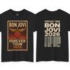 Хлопковая унисекс футболка Bon Jovi Forever Tour Летняя с круглым вырезом Мужская Y2k Графическая с изображением рок-группы