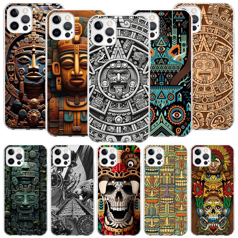 Mayan Stone Totem Pole Phone Case For iPhone 17 Air 16 15 Plus 11 14 Pro Max 13 Mini 12 7 8 + SE Pattern Art Customized Cover 17