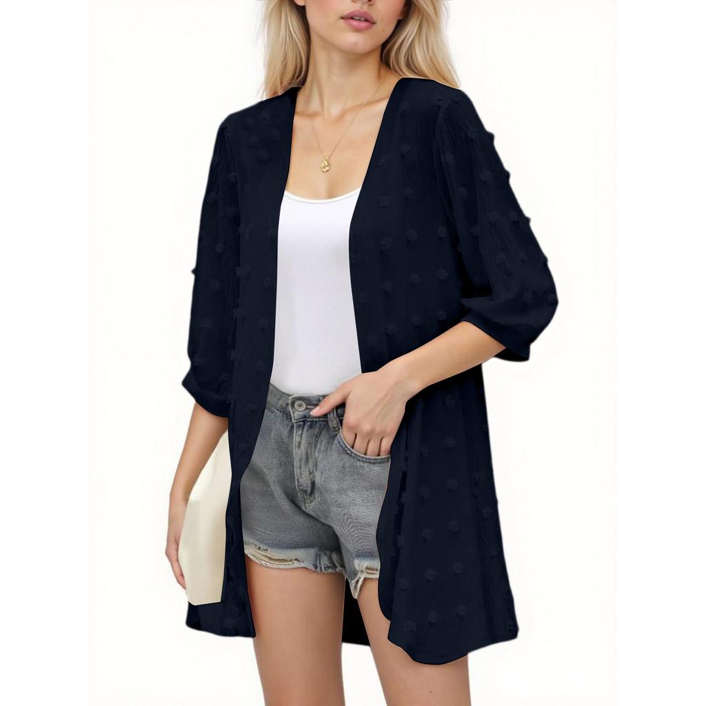 Women's Fashion Casual Seven Split Sleeve Solid Color Cardigan Sun  Top
