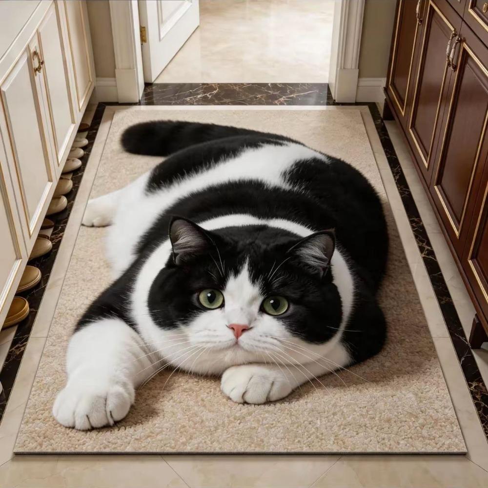 40×60CM Bathroom Carpet Realistic Bedroom Door Rug Cute 3D Cat Floor Mat Home Decor